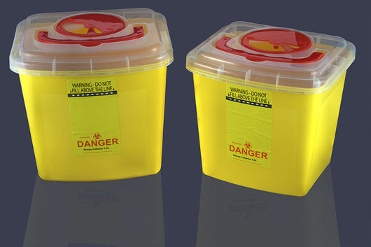 Sharps Container with Cover, Yellow, 7L