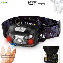 10000Lm Powerful Rechargeable and Waterproof LED Head Lamp/Torch with Body Motion Sensor